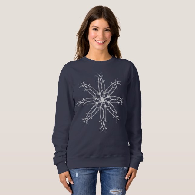 Elegant Sophisticated Christmas Snowflake - Blue Sweatshirt (Front Full)