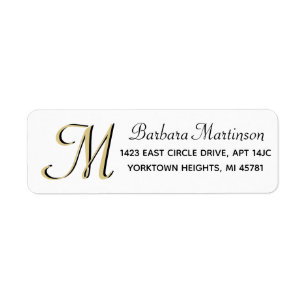 Elegant Sophisticated Custom Gold Monogram  Label Return Address Label