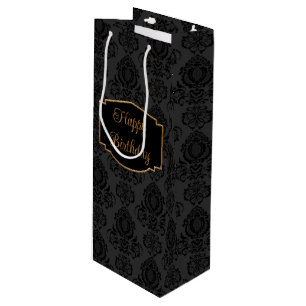 Elegant, Sophisticated Damask Personalised Wine Gift Bag