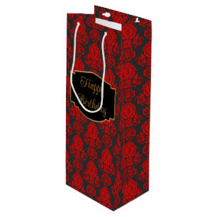 Elegant, Sophisticated Damask Personalised Wine Gift Bag
