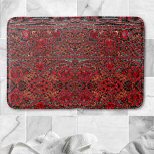 elegant sophisticated gold ruby red burgundy  bath mat