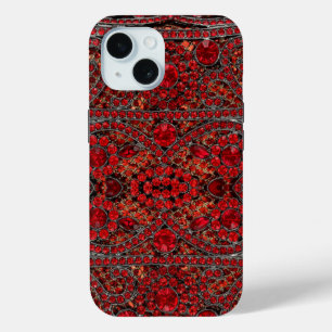 elegant sophisticated gold ruby red burgundy  iPhone 15 case