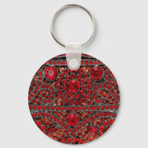 elegant sophisticated gold ruby red burgundy  key ring