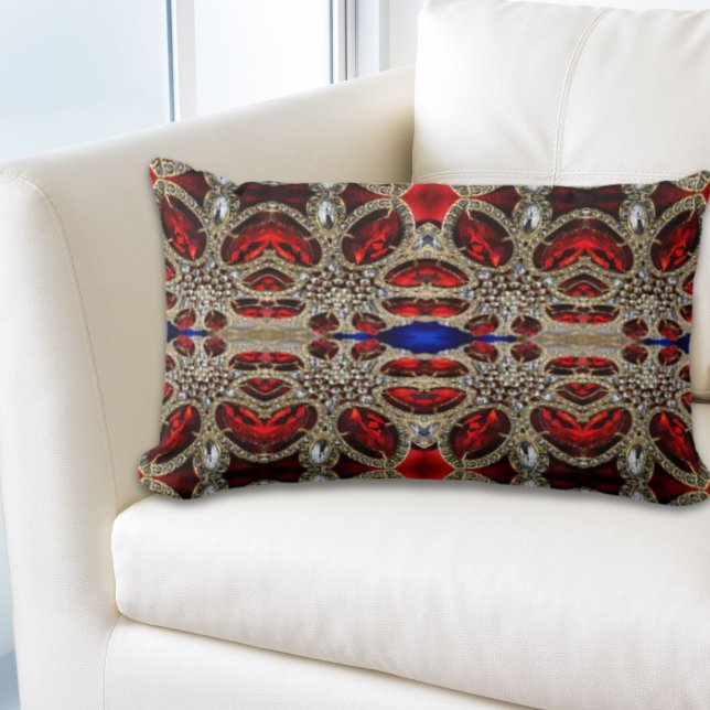 elegant sophisticated gold ruby red burgundy  lumbar cushion (elegant sophisticated gold ruby red burgundy lumbar pillow)