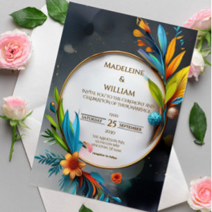 Elegant Sophisticated Luxury Botanical Wedding Invitation