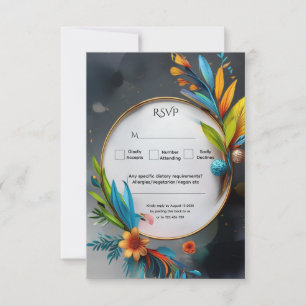 Elegant Sophisticated Luxury Botanical Wedding RSVP Card