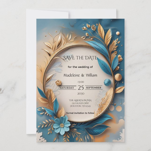 Elegant Sophisticated Luxury Botanical Wedding Save The Date (Front)