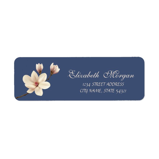 Elegant Sophisticated Magnolia  Address Return Address Label (Front)