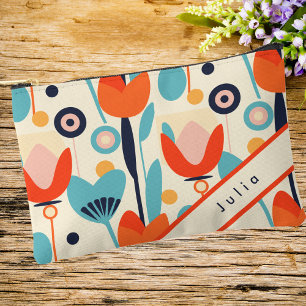 Elegant Sophisticated Modern Floral Pattern Accessory Pouch