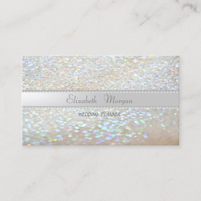 Elegant Sophisticated Modern Glitter Bokeh,Pearls Business Card (Front)