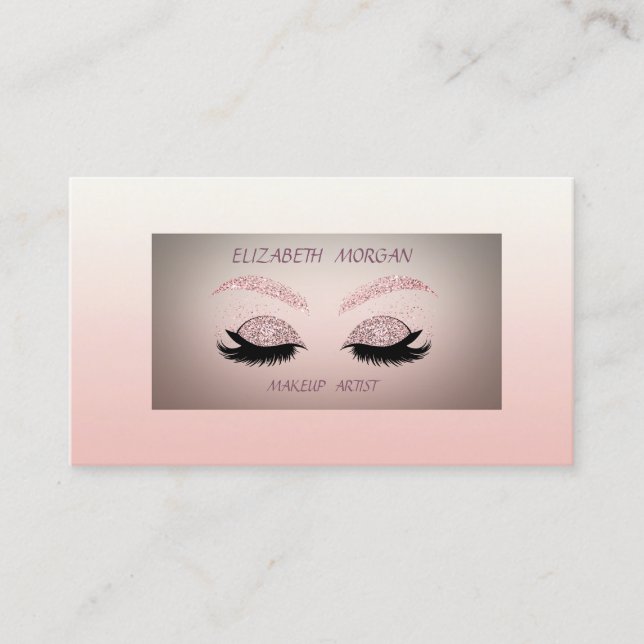 Elegant Sophisticated Modern Glitter Faux Lashes Business Card (Front)