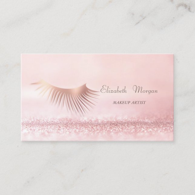 Elegant Sophisticated Modern Pink Bokeh Lashes Business Card (Front)