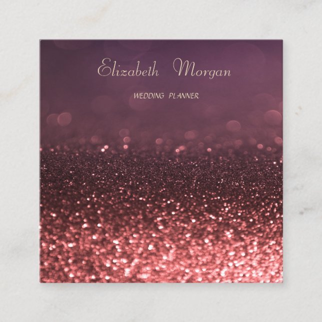 Elegant Sophisticated Modern Plain Glitter Bokeh Square Business Card (Front)