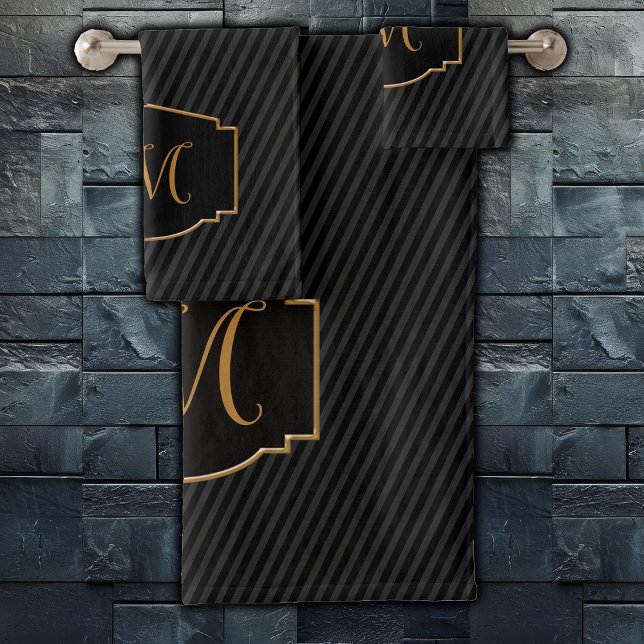 Elegant, Sophisticated Striped Monogram  Bath Towel Set (Creator Uploaded)