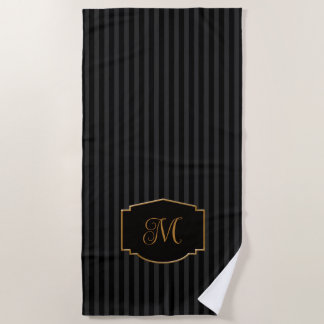 Elegant, Sophisticated Striped Monogram  Beach Towel