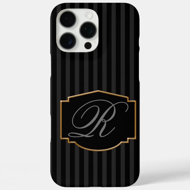 Elegant, Sophisticated Striped Monogram Case-Mate iPhone Case (Back)