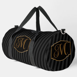 Elegant, Sophisticated Striped Monogram Duffle Bag