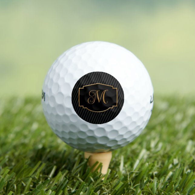 Elegant, Sophisticated Striped Monogram  Golf Balls (Insitu Tee)