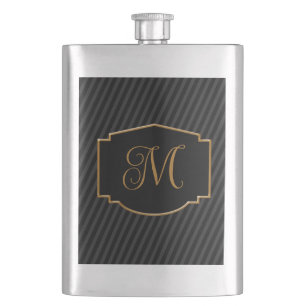 Elegant, Sophisticated Striped Monogram Hip Flask