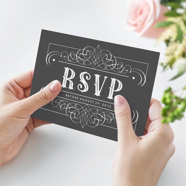 Elegant South Western Black and White RSVP Card (Creator Uploaded)