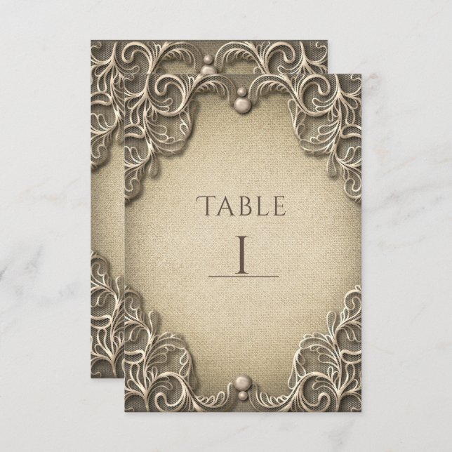 Elegant Southern Charm Rustic Burlap Table Number (Front/Back)