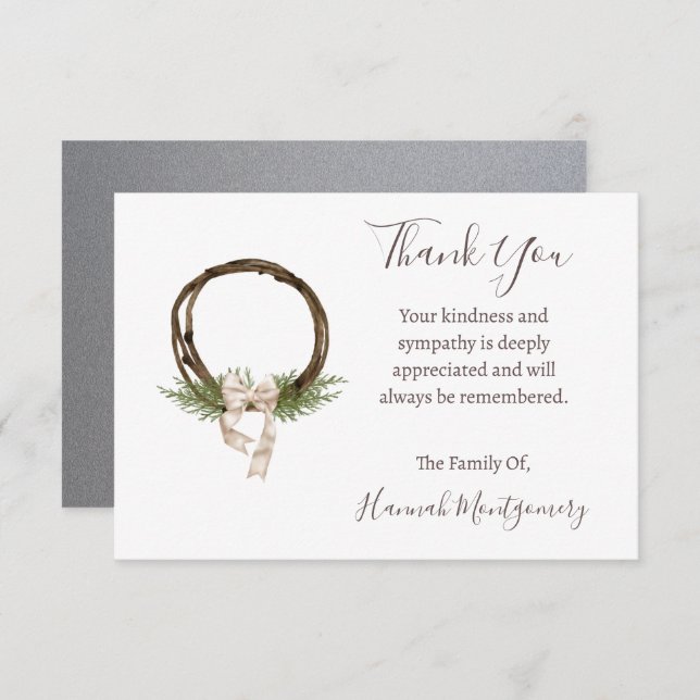 Elegant Southern Funeral Sympathy Thank You Cards (Front/Back)