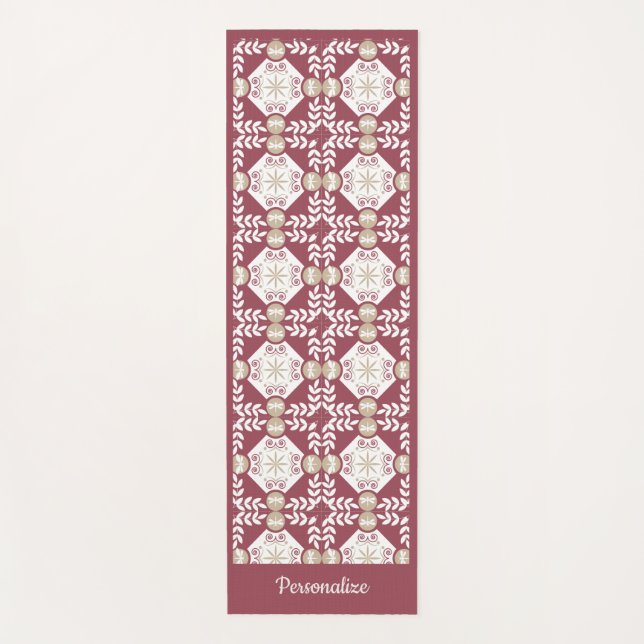 Elegant Southwest Burgundy Zen Yoga Namaste Yoga Mat (Front)
