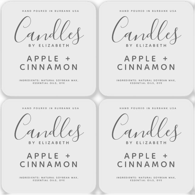 Elegant Soy Candle Clear Product Label (Front)