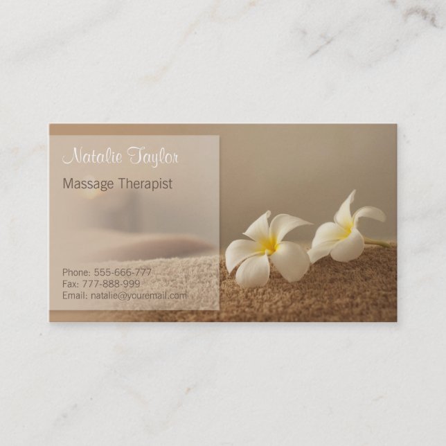 Elegant Spa and Wellness Therapist Business Cards (Front)
