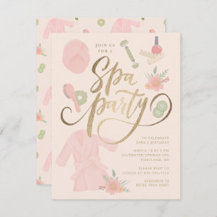 Elegant Spa Party Invitation w/faux gold