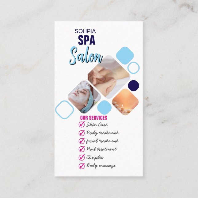 Elegant Spa Services Business Card | Custom Logo (Front)