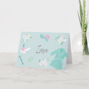 Elegant Spa-themed custom note faux-silver/blue Card
