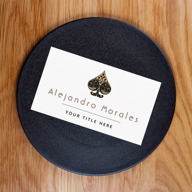 Elegant Spade Symbol Logo Casino Poker Night Game  Business Card (Creator Uploaded)