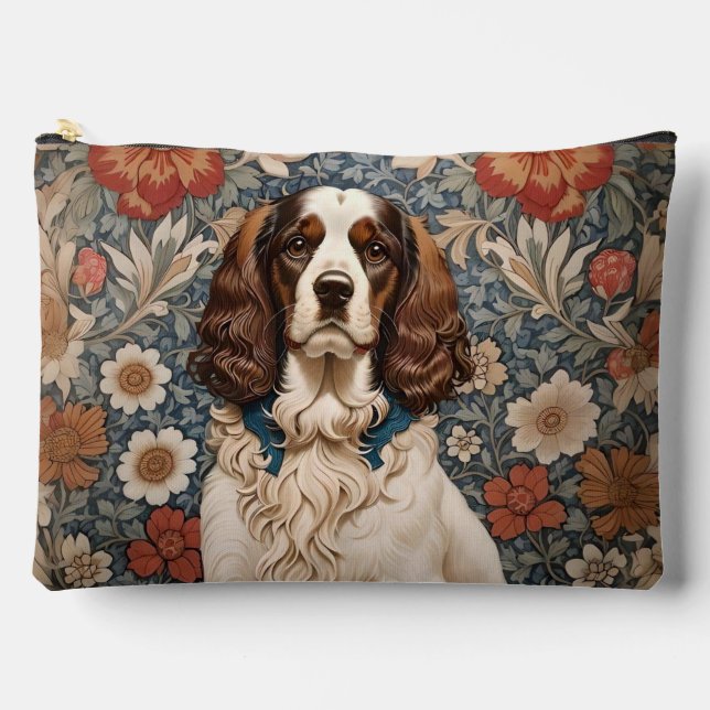 Elegant Spaniel On Floral Background Accessory Pouch (Front)