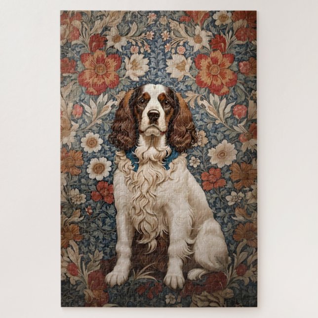 Elegant Spaniel On Floral Background Jigsaw Puzzle (Vertical)