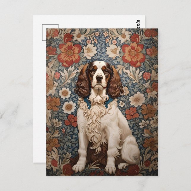 Elegant Spaniel On Vintage Floral Background Postcard (Front/Back)