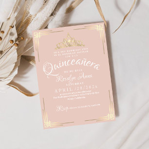 Elegant Spanish Quinceañera Mis Quince Pink Rose  Invitation