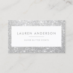 Elegant Sparkle and Shine Silver Glitter Salon Business Card