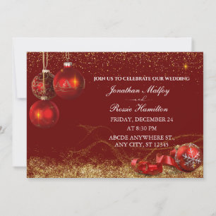 Elegant sparkle christmas ball wedding invitation