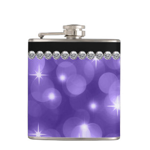Elegant Sparkle Diamonds Purple Hip Flask