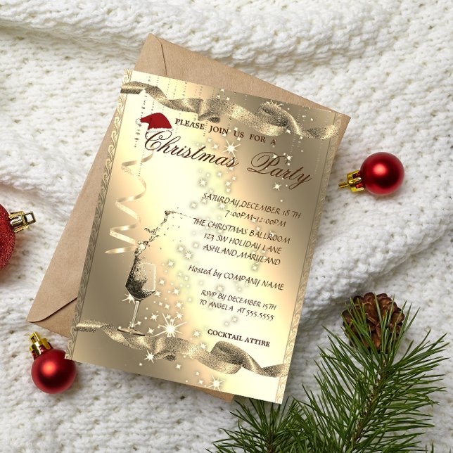 Elegant ,Sparkle,Glass,Corporate Christmas Party, Invitation (Creator Uploaded)