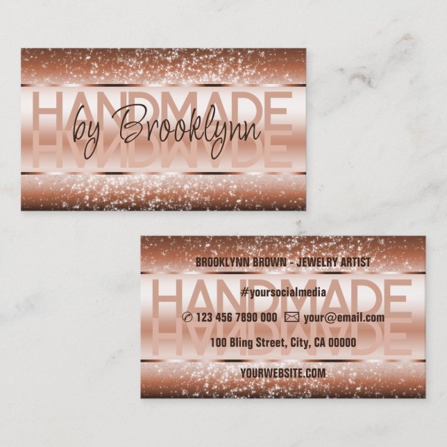 Elegant Sparkle Glitter Luxurious Glam Copper Chic Business Card (Front/Back)