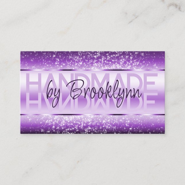 Elegant Sparkle Glitter Luxurious Glam Dark Purple Business Card (Front)