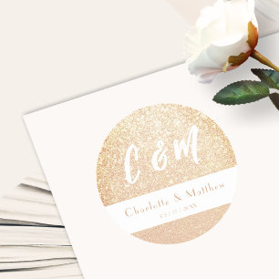 Elegant Sparkle Gold Glitter Wedding Classic Round Sticker