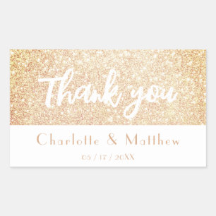 Elegant Sparkle Gold Glitter Wedding Rectangular Sticker