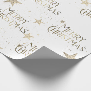 Elegant Sparkle Gold Stars Merry Christmas  Wrapping Paper