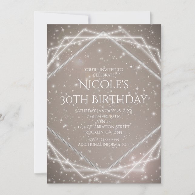 Elegant Sparkle Modern Glam Geometric Invitations (Front)