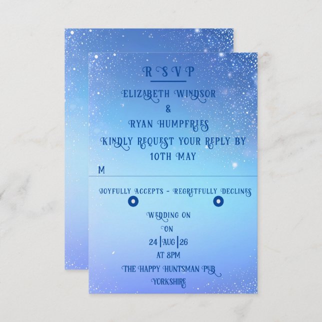 Elegant Sparkle Wedding  RSVP Card (Front/Back)