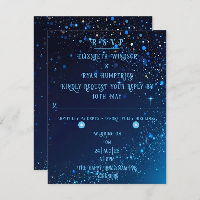 Elegant Sparkle Wedding  RSVP Card (Front/Back)