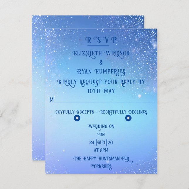 Elegant Sparkle Wedding  RSVP Card (Front/Back)